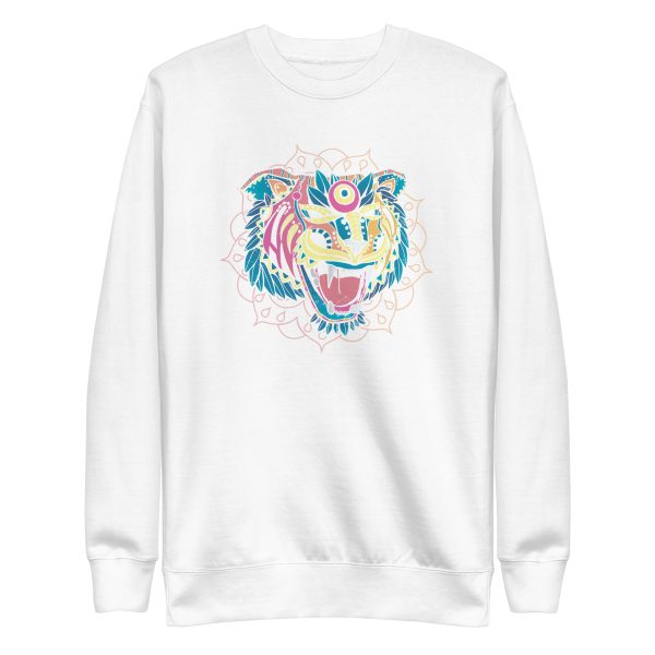 unisex-premium-sweatshirt-white-front-6a1acf6fd9ea6.jpg Huichol Tiger Sweatshirt