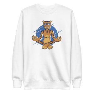 unisex-premium-sweatshirt-white-front-6a1ad2a61bbf2.jpg Meditating Tiger Sweatshirt