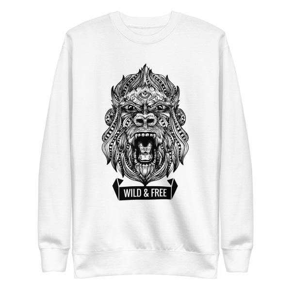 unisex-premium-sweatshirt-white-front-6a1ad8974dfbc.jpg Gorilla Illustration Sweatshirt