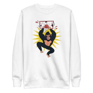 unisex-premium-sweatshirt-white-front-6a1ad9f3202af.jpg Gorilla Dunk Sweatshirt