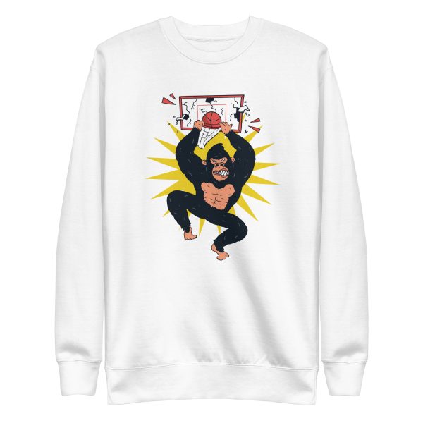 unisex-premium-sweatshirt-white-front-6a1ad9f3202af.jpg Gorilla Dunk Sweatshirt