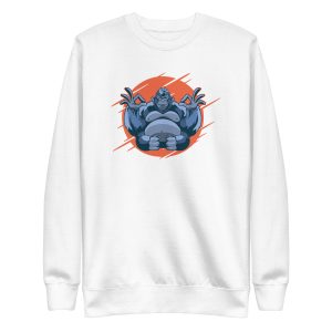 unisex-premium-sweatshirt-white-front-6a1ada7d6eb06.jpg Gorilla Meditating Sweatshirt