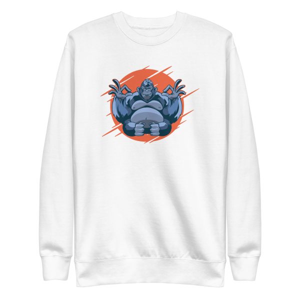 unisex-premium-sweatshirt-white-front-6a1ada7d6eb06.jpg Gorilla Meditating Sweatshirt