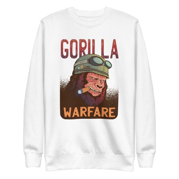 unisex-premium-sweatshirt-white-front-6a1adb0e59ed3.jpg Gorilla Warfare Sweatshirt