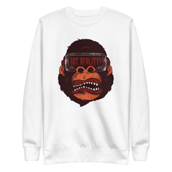 unisex-premium-sweatshirt-white-front-6a1adc6188185.jpg Gorilla Reality Sweatshirt