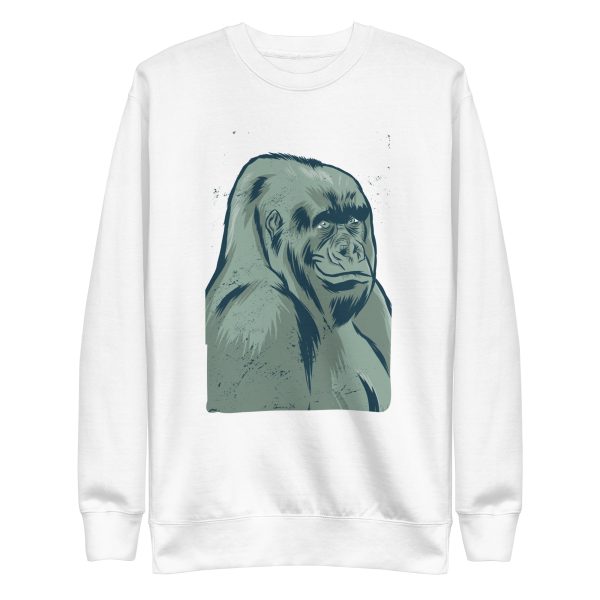 unisex-premium-sweatshirt-white-front-6a1aeebde5f20.jpg Smiling Gorilla Sweatshirt