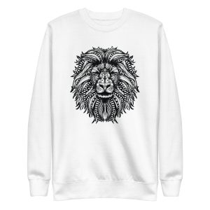 unisex-premium-sweatshirt-white-front-6a1afe67a0cc3.jpg Mandala Lion Sweatshirt
