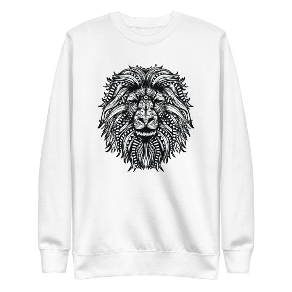 unisex-premium-sweatshirt-white-front-6a1afe67a0cc3.jpg Mandala Lion Sweatshirt