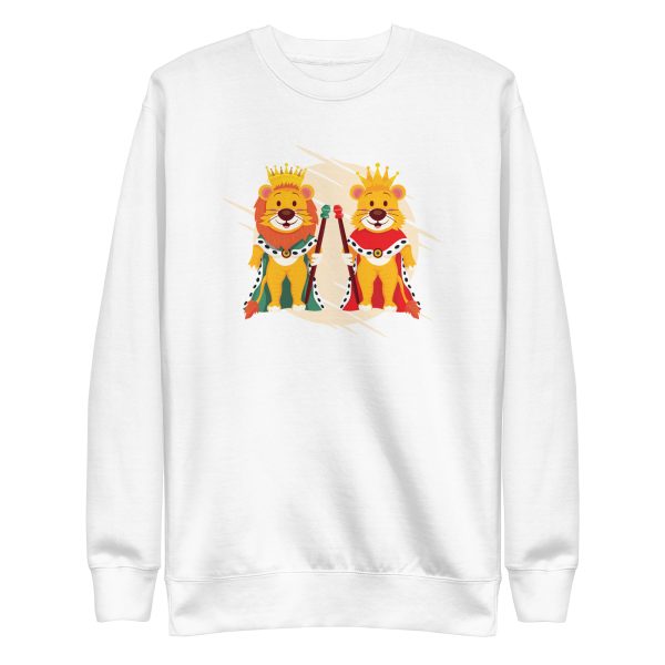 unisex-premium-sweatshirt-white-front-6a1aff7c3a367.jpg Lion King and Queen Sweatshirt