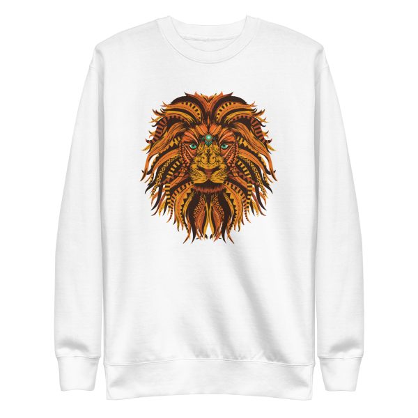 unisex-premium-sweatshirt-white-front-6a1b03226f376.jpg Lion Mandala Sweatshirt