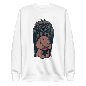unisex-premium-sweatshirt-white-front-6a1bb8f2ca9e1.jpg Dog Lion Shadow Sweatshirt