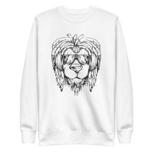 unisex-premium-sweatshirt-white-front-6a1bb93aee099.jpg Rasta Lion Sweatshirt