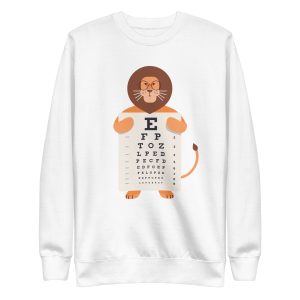 unisex-premium-sweatshirt-white-front-6a1bb97f7a236.jpg Lion Eye Chart Sweatshirt