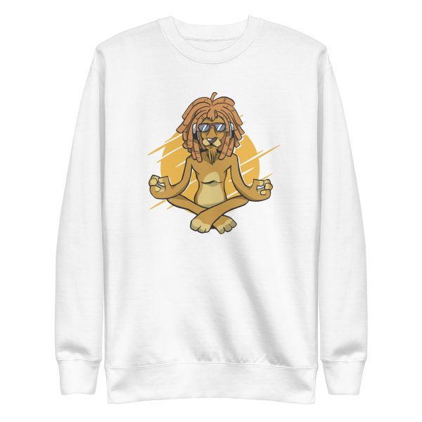 unisex-premium-sweatshirt-white-front-6a1bba9682e7b.jpg Rasta Lion Meditating Sweatshirt