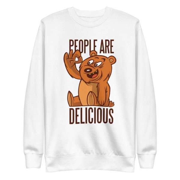 unisex-premium-sweatshirt-white-front-6a1bc76b00817.jpg Bear Delicious People Sweatshirt
