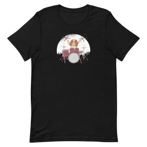 unisex-staple-t-shirt-black-front-6a15aca6368ff.jpg Drummer Dog T-Shirt