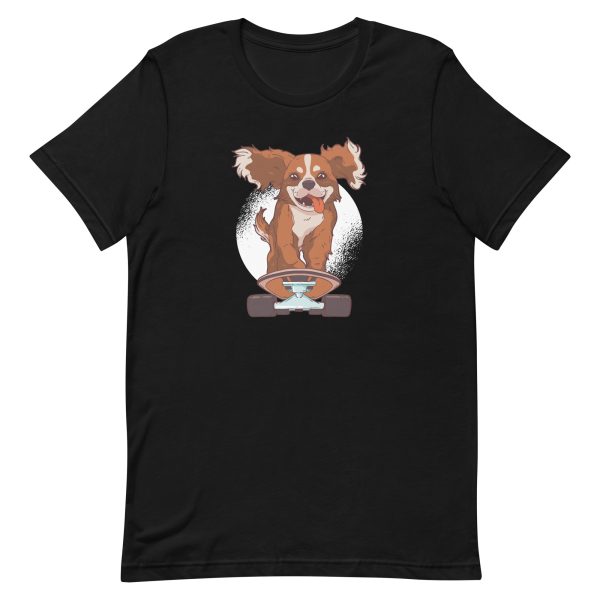 unisex-staple-t-shirt-black-front-6a15af6ff02a2.jpg Cavalier Dog Skater T-Shirt