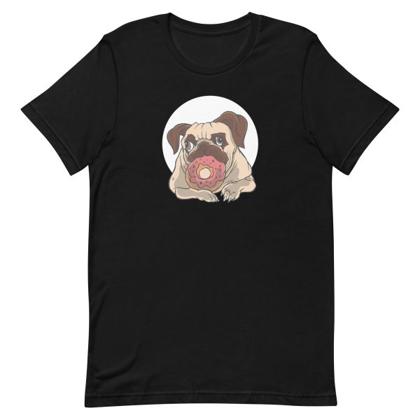 unisex-staple-t-shirt-black-front-6a16534cc6712.jpg Pug and Donut T-Shirt