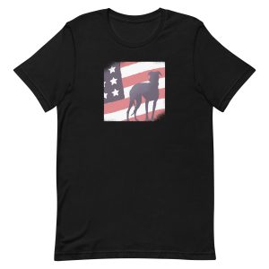 unisex-staple-t-shirt-black-front-6a168ae6bedd1.jpg Dog American Flag T-Shirt