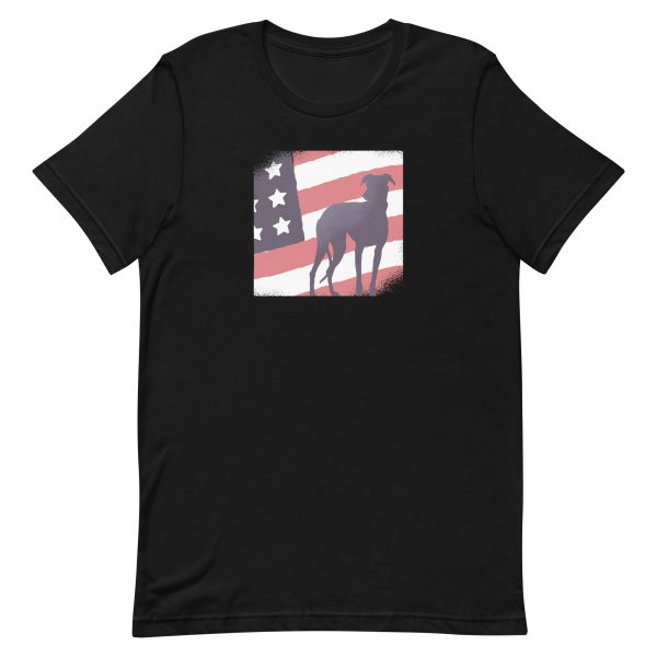 unisex-staple-t-shirt-black-front-6a168ae6bedd1.jpg Dog American Flag T-Shirt