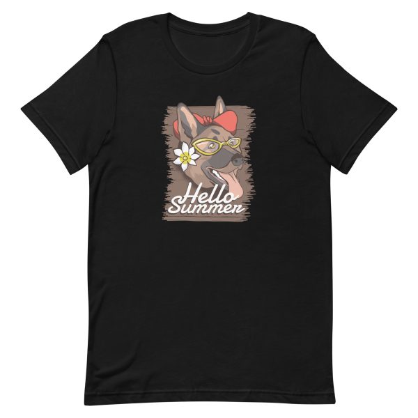 unisex-staple-t-shirt-black-front-6a168fd0f407a.jpg Hello Summer Dog T-Shirt
