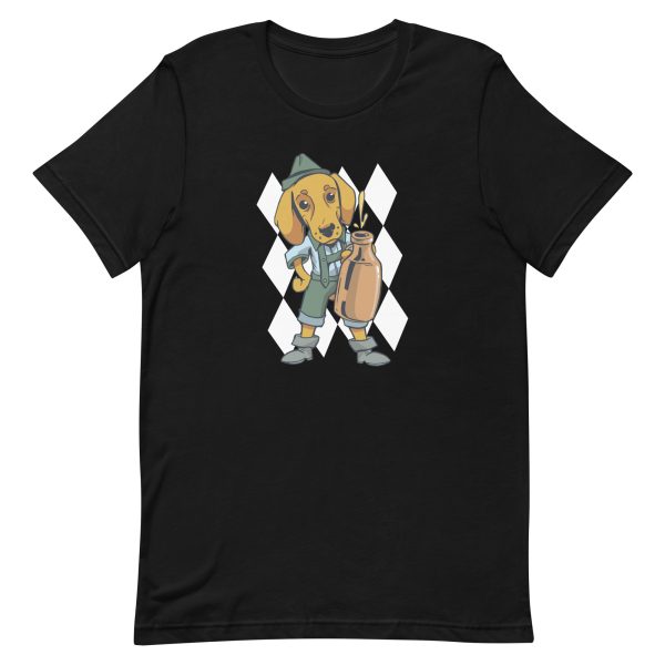 unisex-staple-t-shirt-black-front-6a169303ee2a1.jpg Drinking Dachshund Dog T-Shirt