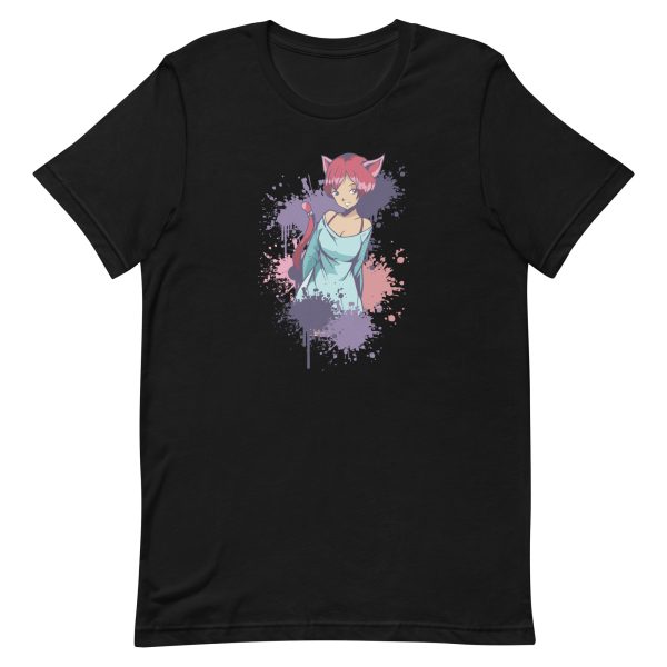 unisex-staple-t-shirt-black-front-6a16d97ab668c.jpg Neko Girl Colourful T-Shirt
