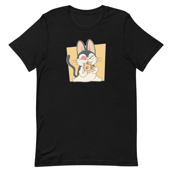unisex-staple-t-shirt-black-front-6a16e76498dcd.jpg Cat Pizza T-Shirt