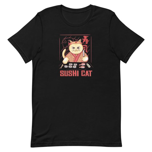 unisex-staple-t-shirt-black-front-6a16eb8c87f97.jpg Sushi Cat T-Shirt