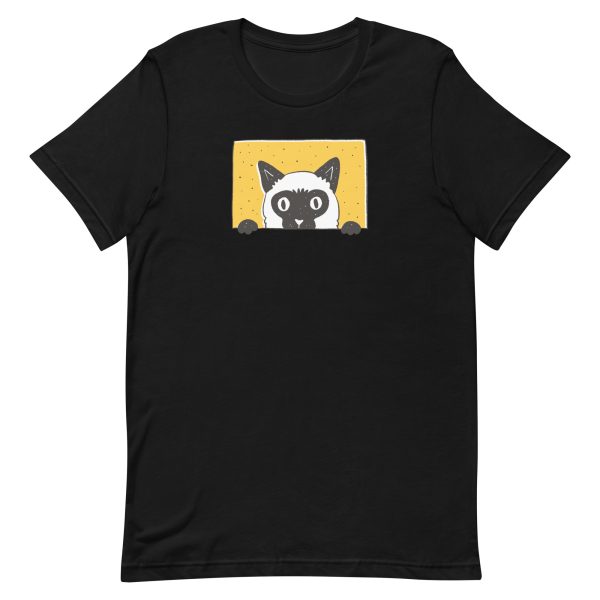 unisex-staple-t-shirt-black-front-6a16f3a690024.jpg Peeking Cat T-Shirt