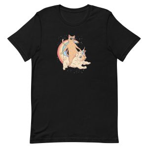 unisex-staple-t-shirt-black-front-6a17b48e1a444.jpg Cat Riding Unidog T-Shirt