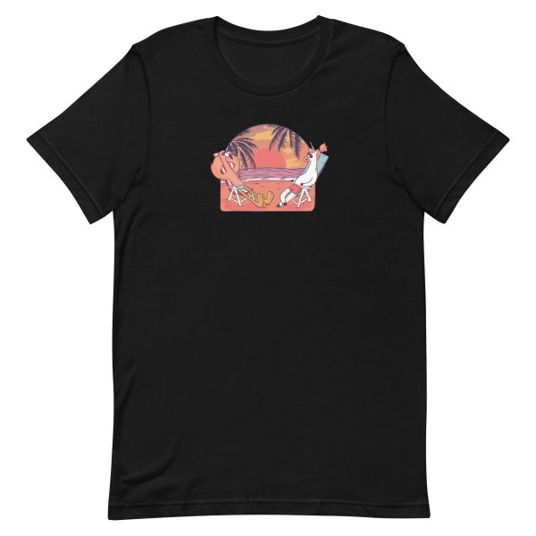 unisex-staple-t-shirt-black-front-6a17e8478f35b.jpg Unicorn and Flamingo Beach T-Shirt
