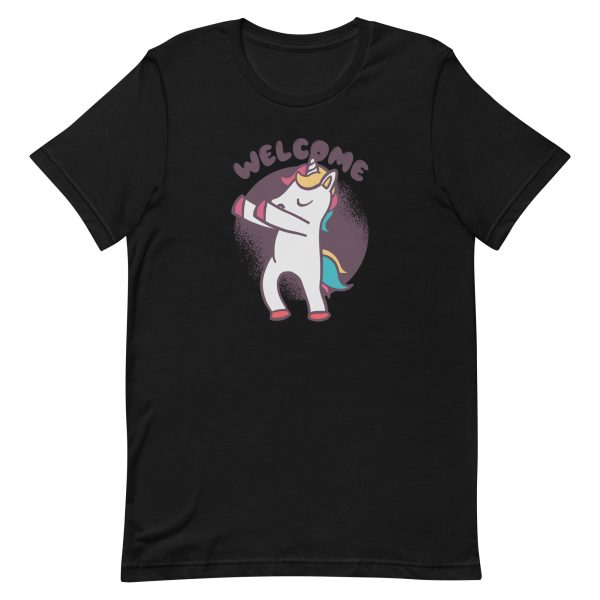 unisex-staple-t-shirt-black-front-6a17fdefb2e09.jpg Welcome Unicorn T-Shirt