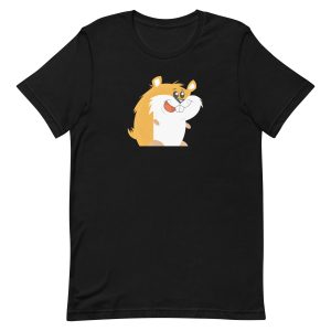 unisex-staple-t-shirt-black-front-6a1810fada052.jpg Cartoon Hamster T-Shirt