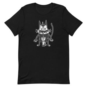 unisex-staple-t-shirt-black-front-6a18207160b1f.jpg Creepy Cat and Mouse T-Shirt