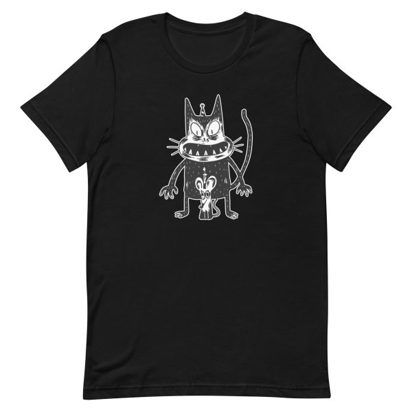 unisex-staple-t-shirt-black-front-6a18207160b1f.jpg Creepy Cat and Mouse T-Shirt