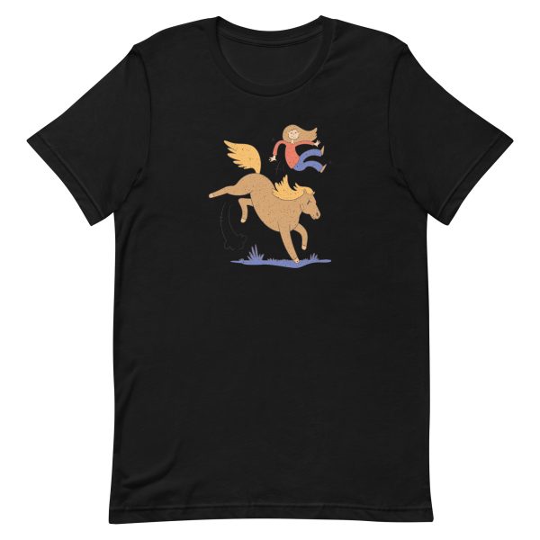 unisex-staple-t-shirt-black-front-6a182cac9b8ff.jpg Girl Falling From Horse T-Shirt