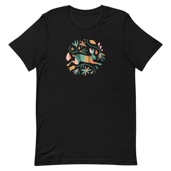 unisex-staple-t-shirt-black-front-6a1834987054e.jpg Floral Rabbit T-Shirt