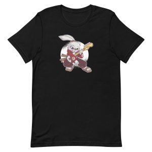 unisex-staple-t-shirt-black-front-6a184c431c239.jpg Samurai Guitarist Rabbit T-Shirt