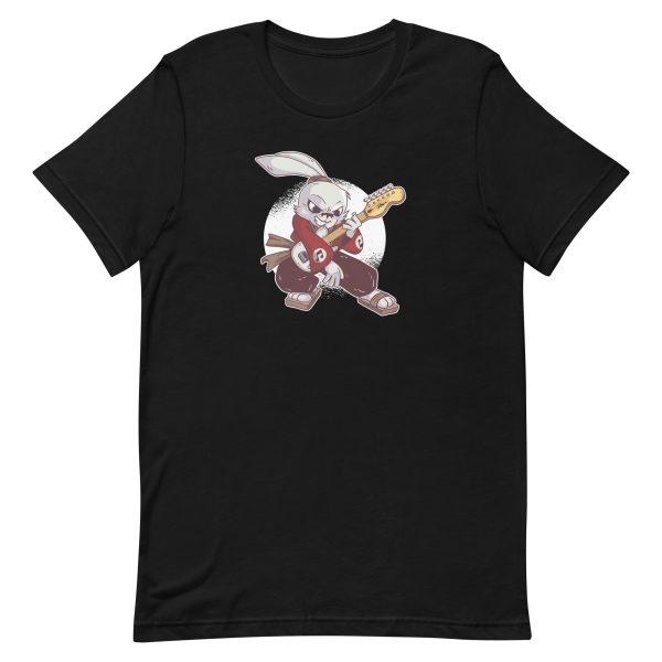 unisex-staple-t-shirt-black-front-6a184c431c239.jpg Samurai Guitarist Rabbit T-Shirt