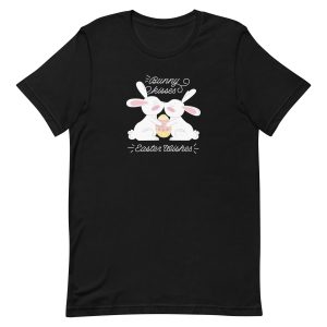 unisex-staple-t-shirt-black-front-6a18eda092162.jpg Bunny Kisses Easter Wishes T-Shirt