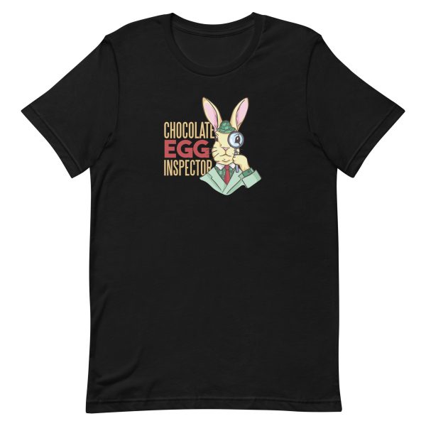 unisex-staple-t-shirt-black-front-6a18f6becdbac.jpg Chocolate Egg Inspector T-Shirt