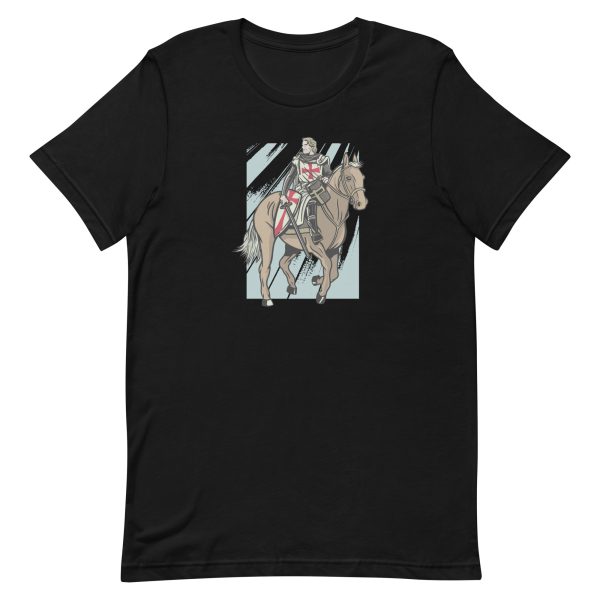 unisex-staple-t-shirt-black-front-6a18fc3d7b8b2.jpg Horseriding Knight Templar T-Shirt