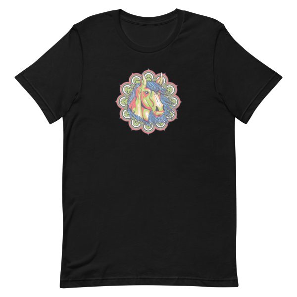 unisex-staple-t-shirt-black-front-6a18ff58b179b.jpg Colorful Mandala Horse T-Shirt