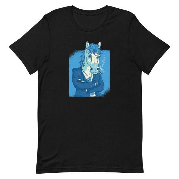 unisex-staple-t-shirt-black-front-6a191b46bfad7.jpg Horse In Business Suit T-Shirt