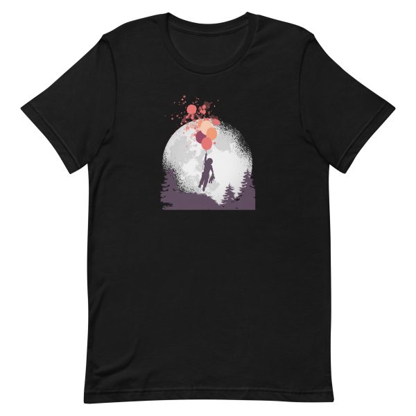 unisex-staple-t-shirt-black-front-6a196cb5dd967.jpg Boy and Teddy Bear Floating T-Shirt