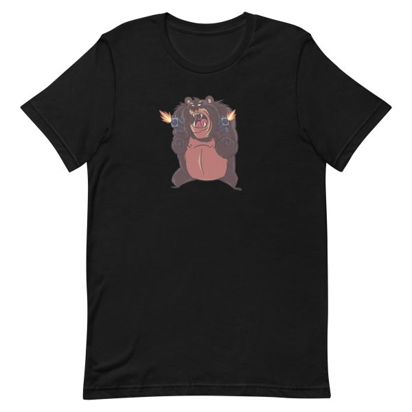 unisex-staple-t-shirt-black-front-6a196d4928b12.jpg Angry Bear Shooting T-Shirt