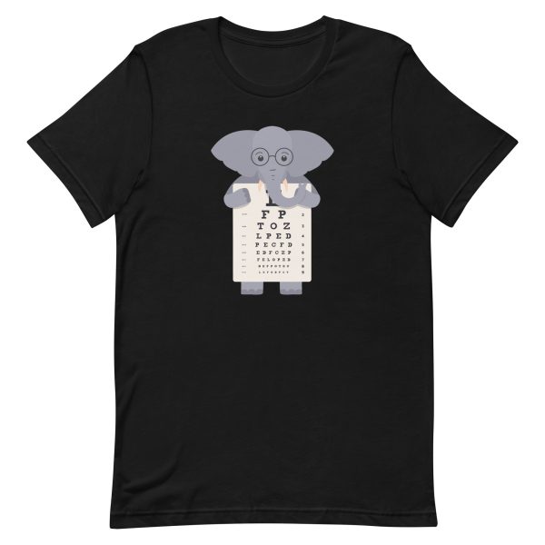 unisex-staple-t-shirt-black-front-6a1974f1e387e.jpg Elephant Eye Chart T-Shirt
