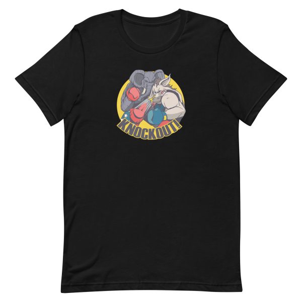 unisex-staple-t-shirt-black-front-6a1981932f95e.jpg Elephant Donkey Knockout T-Shirt