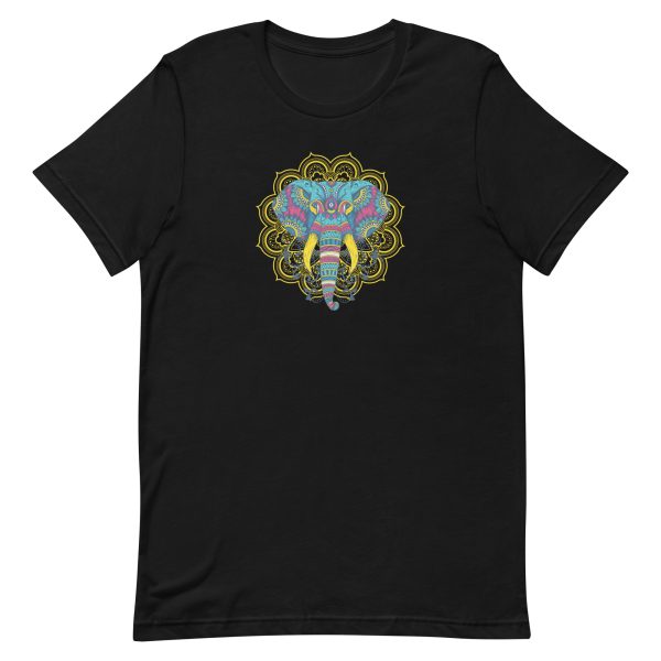unisex-staple-t-shirt-black-front-6a19844531540.jpg Colorful Mandala Elephant T-Shirt